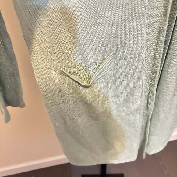 J. Jill Linen Blend Long Sleeve Open Front Duster Cardigan Seaglass Green - Picture 7 of 11